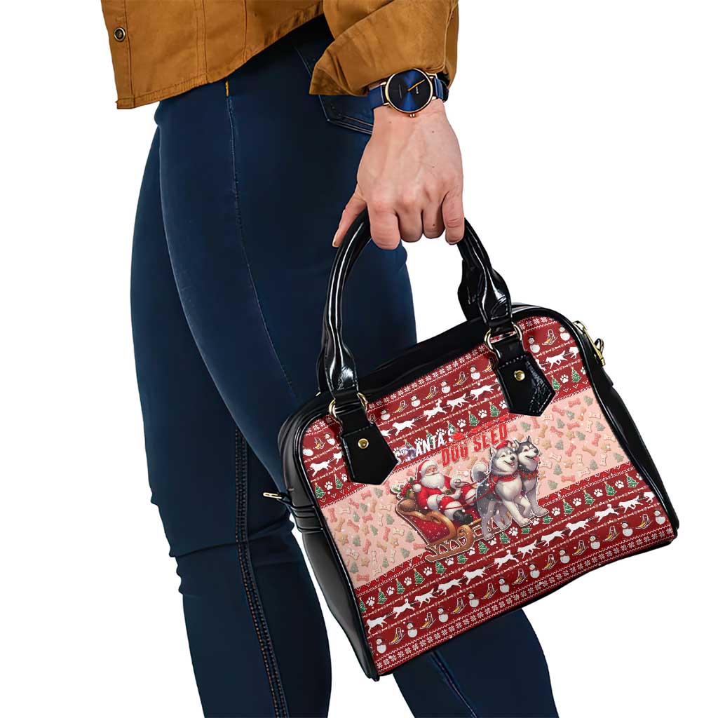 Dog Sled Christmas Shoulder Handbag Husky Sleigh Ride Design - Polynesian Pride