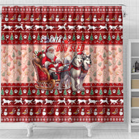 Dog Sled Christmas Shower Curtain Husky Sleigh Ride Design - Polynesian Pride