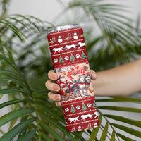 Dog Sled Christmas Skinny Tumbler Husky Sleigh Ride Design - Polynesian Pride