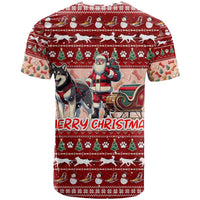 Dog Sled Christmas T Shirt Husky Sleigh Ride Design - Polynesian Pride