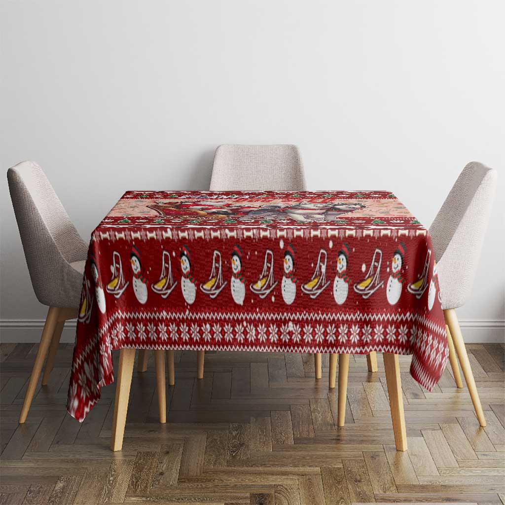 Dog Sled Christmas Tablecloth Husky Sleigh Ride Design - Polynesian Pride