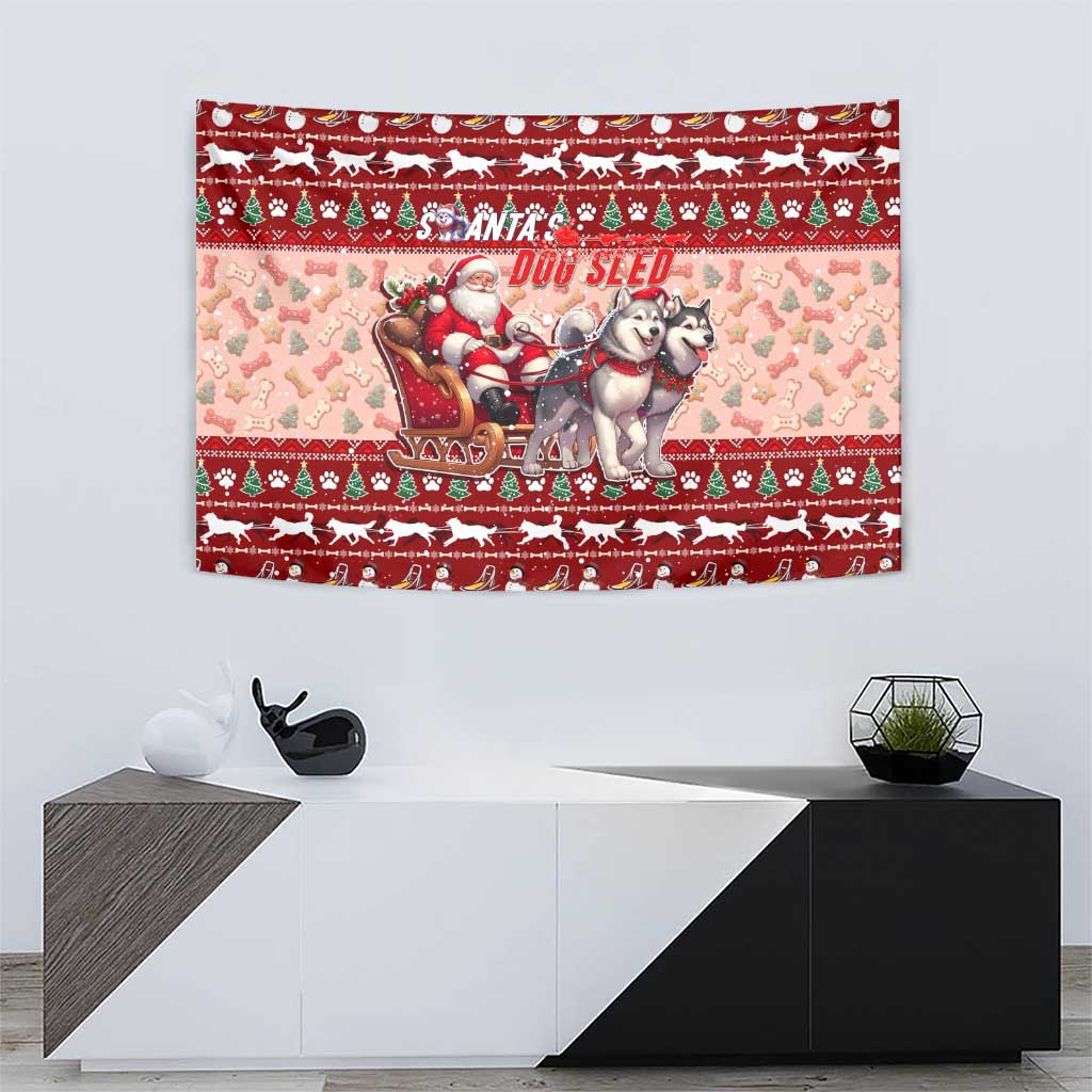 Dog Sled Christmas Tapestry Husky Sleigh Ride Design - Polynesian Pride