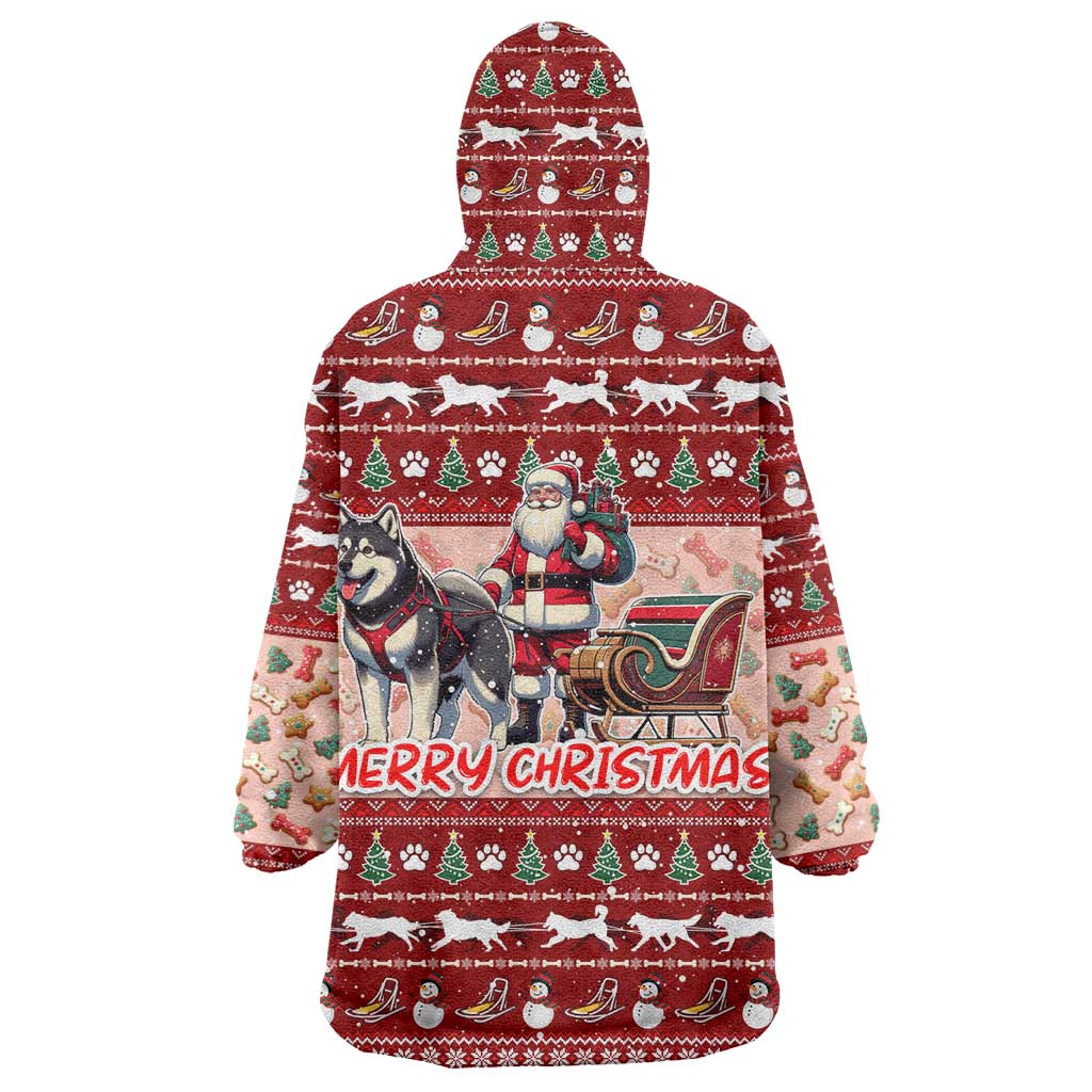 Dog Sled Christmas Wearable Blanket Hoodie Husky Sleigh Ride Design - Polynesian Pride