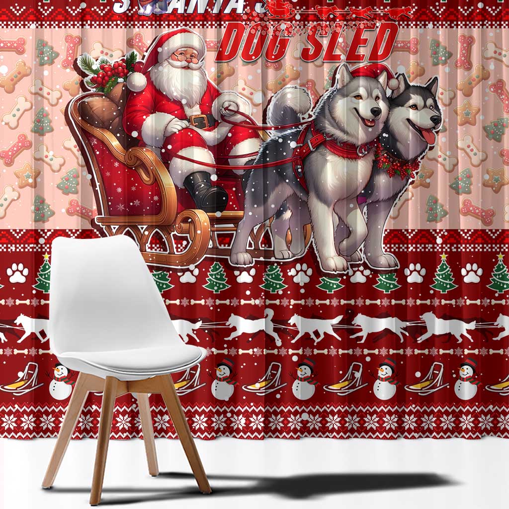 Dog Sled Christmas Window Curtain Husky Sleigh Ride Design - Polynesian Pride