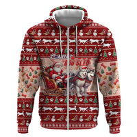 Dog Sled Christmas Zip Hoodie Husky Sleigh Ride Design - Polynesian Pride