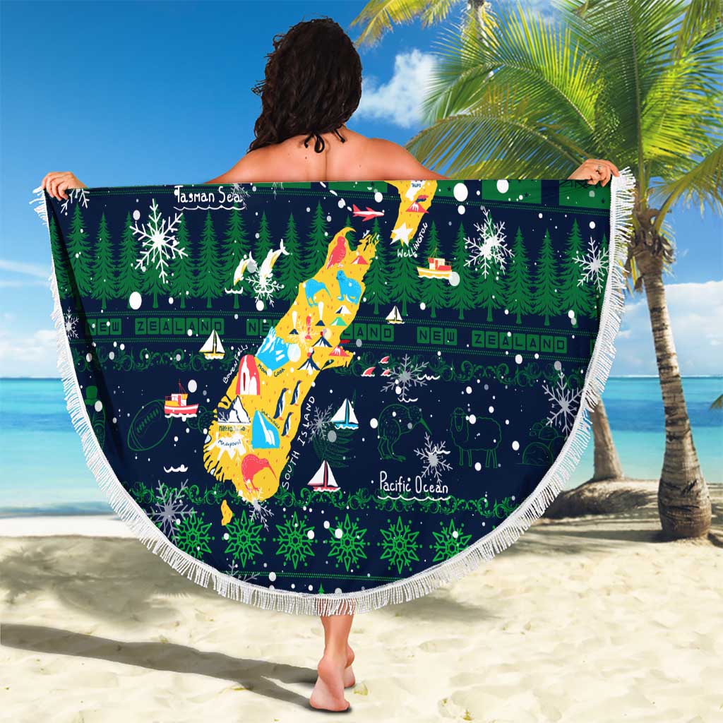 Merry Christmas New Zealand Beach Blanket Xmas Travel Map - Polynesian Pride