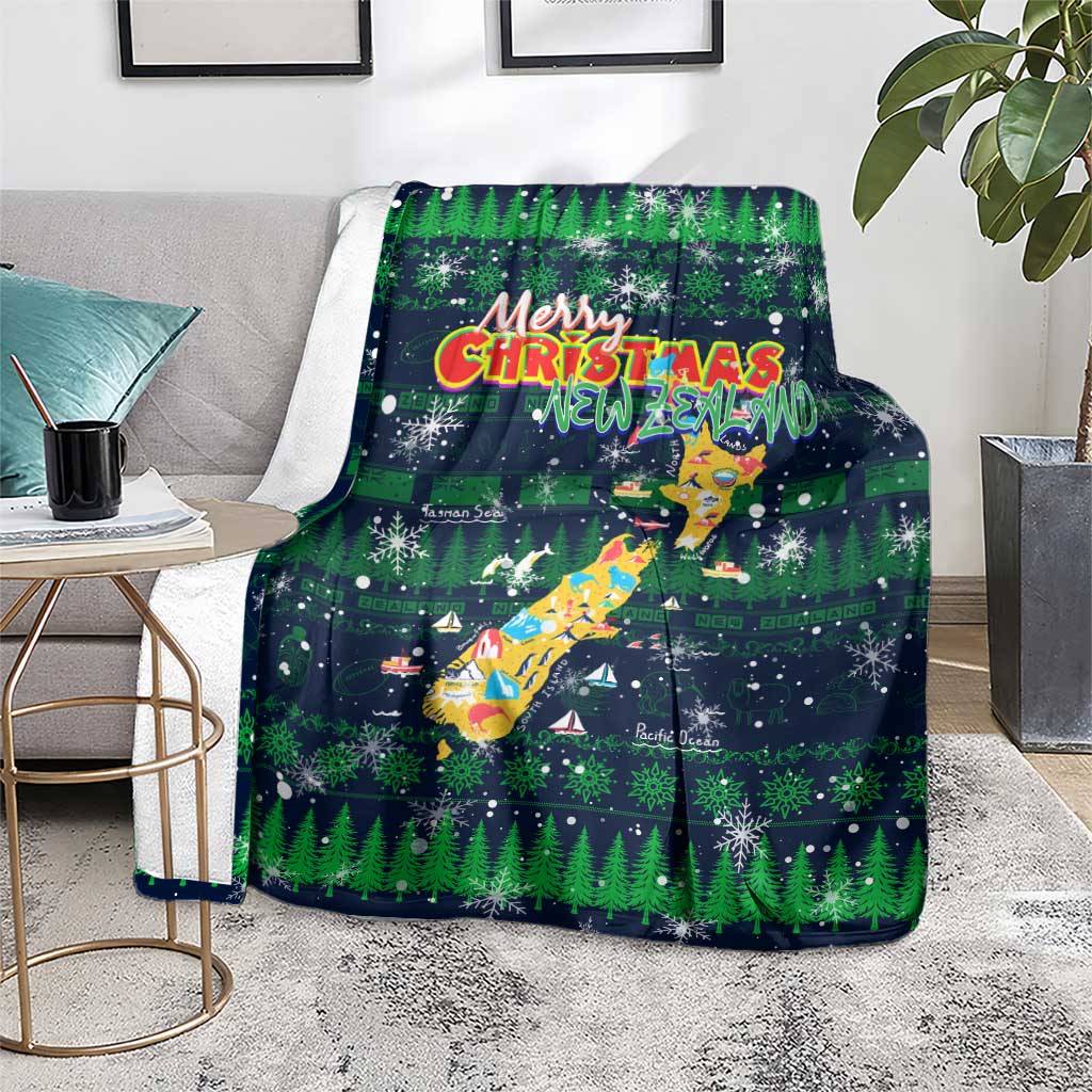 Merry Christmas New Zealand Blanket Xmas Travel Map - Polynesian Pride