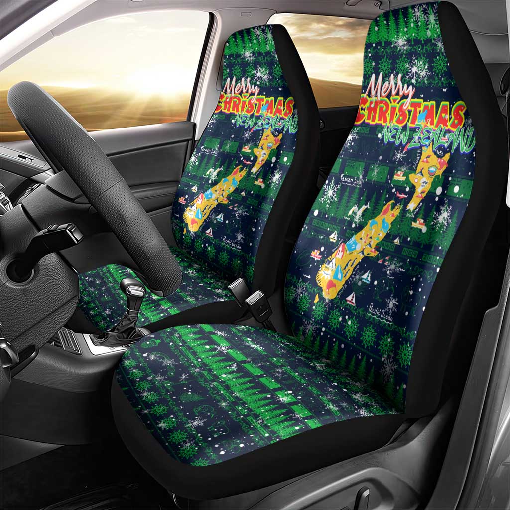 Merry Christmas New Zealand Car Seat Cover Xmas Travel Map - Polynesian Pride