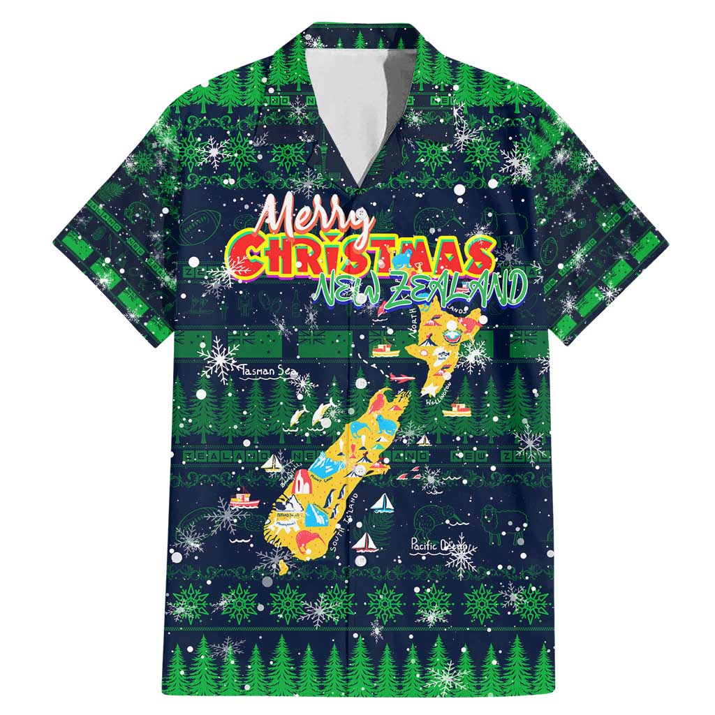Merry Christmas New Zealand Family Matching Mermaid Dress and Hawaiian Shirt Xmas Travel Map - Polynesian Pride