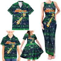 Merry Christmas New Zealand Family Matching Tank Maxi Dress and Hawaiian Shirt Xmas Travel Map - Polynesian Pride