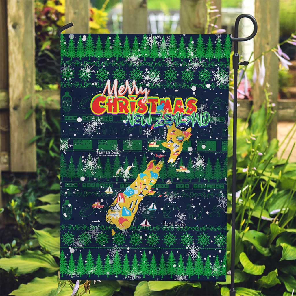 Merry Christmas New Zealand Garden Flag Xmas Travel Map - Polynesian Pride