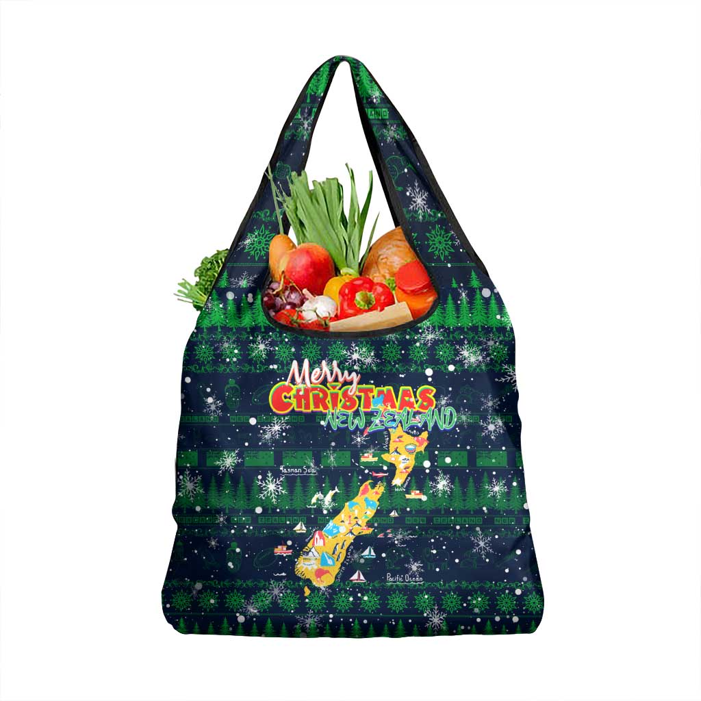 Merry Christmas New Zealand Grocery Bag Xmas Travel Map - Polynesian Pride