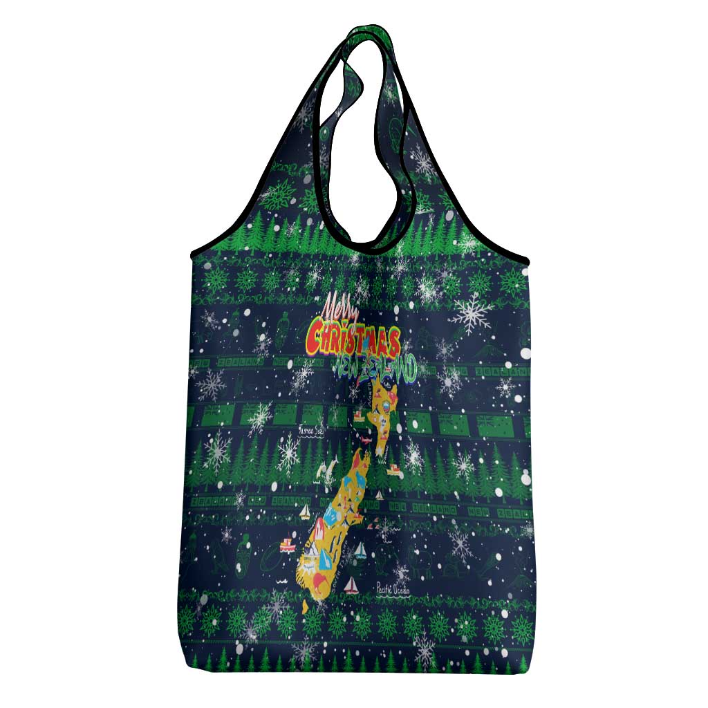 Merry Christmas New Zealand Grocery Bag Xmas Travel Map - Polynesian Pride