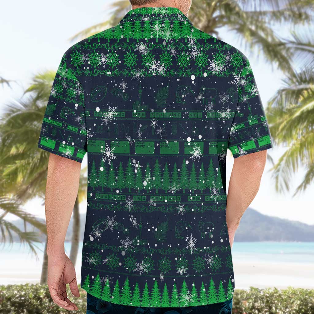 Merry Christmas New Zealand Hawaiian Shirt Xmas Travel Map - Polynesian Pride