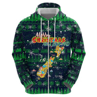 Merry Christmas New Zealand Hoodie Xmas Travel Map - Polynesian Pride