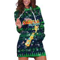 Merry Christmas New Zealand Hoodie Dress Xmas Travel Map - Polynesian Pride
