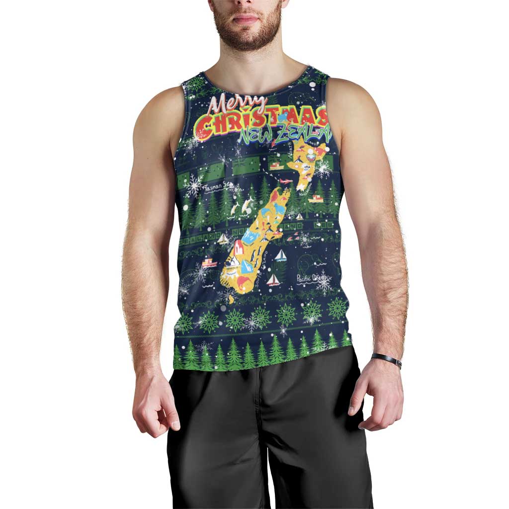 Merry Christmas New Zealand Men Tank Top Xmas Travel Map - Polynesian Pride