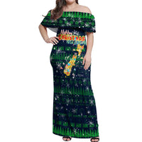 Merry Christmas New Zealand Off Shoulder Maxi Dress Xmas Travel Map - Polynesian Pride