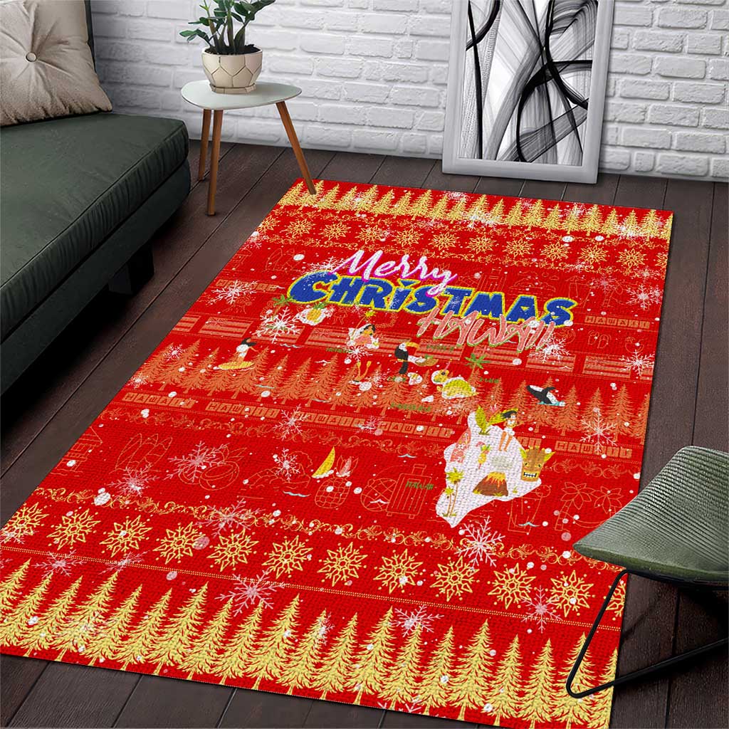 Merry Christmas Hawaii Area Rug Xmas Travel Map - Polynesian Pride