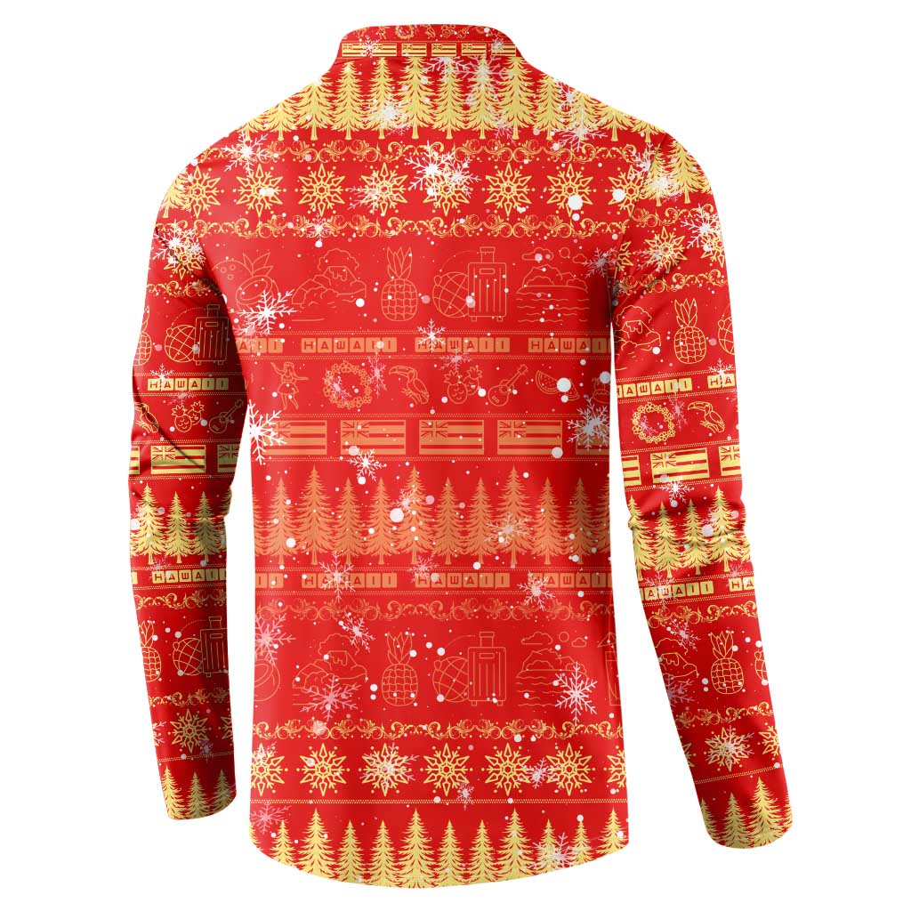 Merry Christmas Hawaii Button Sweatshirt Xmas Travel Map - Polynesian Pride