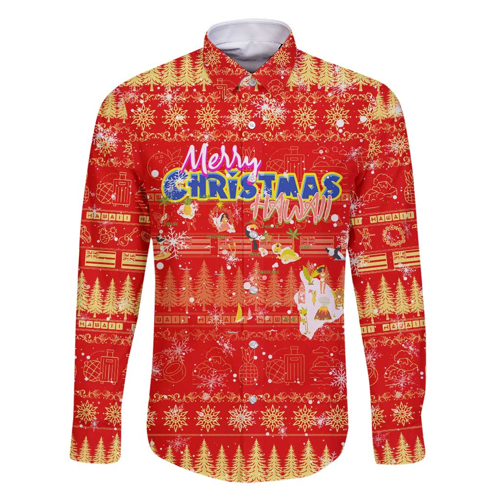 Merry Christmas Hawaii Family Matching Off Shoulder Maxi Dress and Hawaiian Shirt Xmas Travel Map - Polynesian Pride