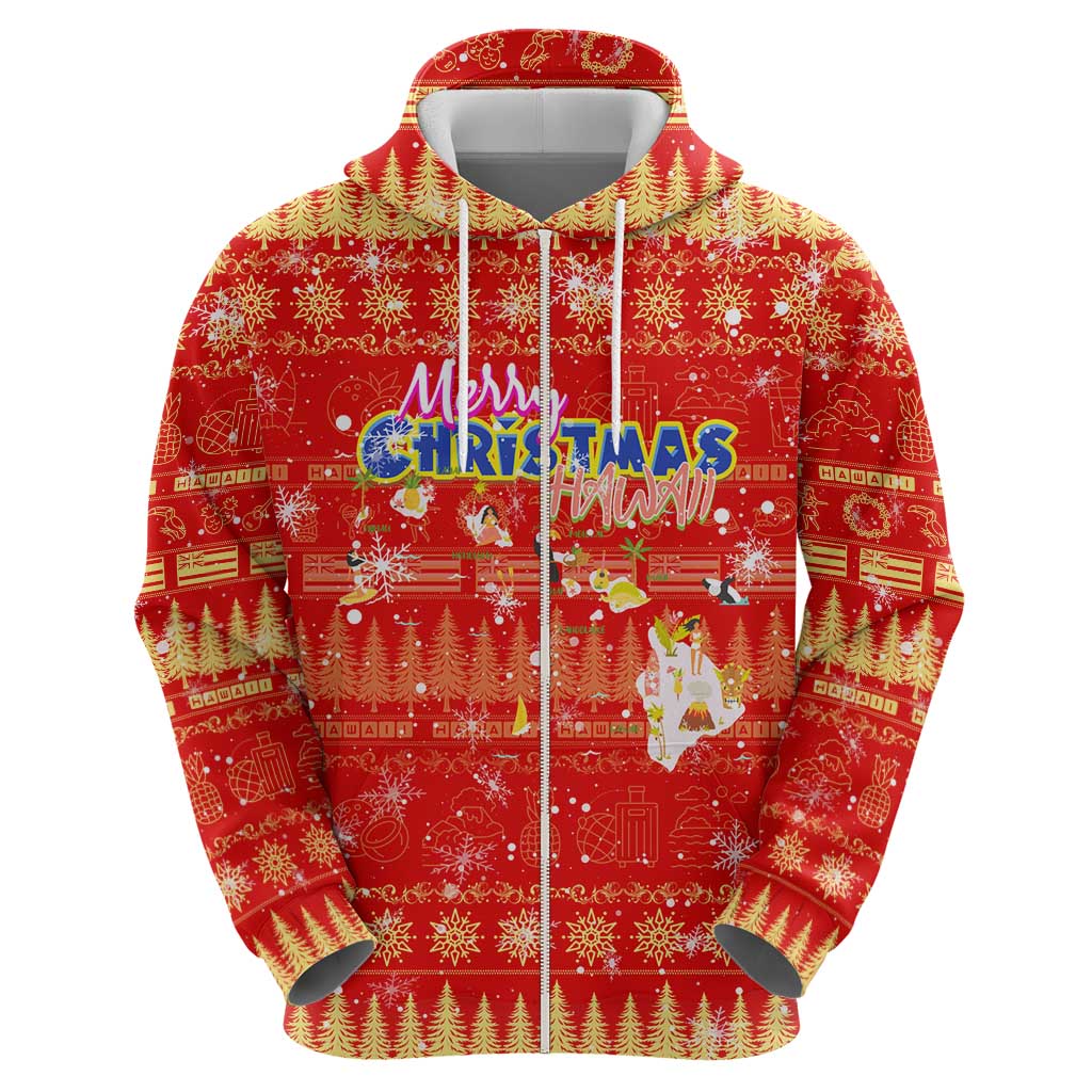 Merry Christmas Hawaii Hoodie Xmas Travel Map - Polynesian Pride