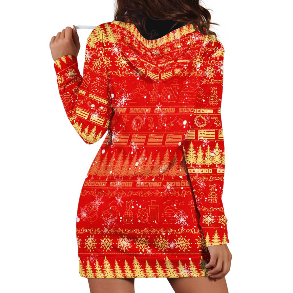 Merry Christmas Hawaii Hoodie Dress Xmas Travel Map - Polynesian Pride