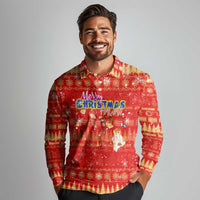 Merry Christmas Hawaii Long Sleeve Polo Shirt Xmas Travel Map - Polynesian Pride