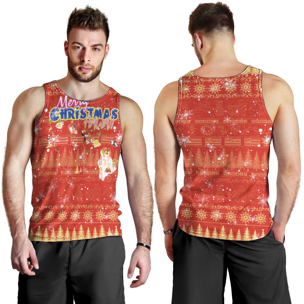 Merry Christmas Hawaii Men Tank Top Xmas Travel Map - Polynesian Pride