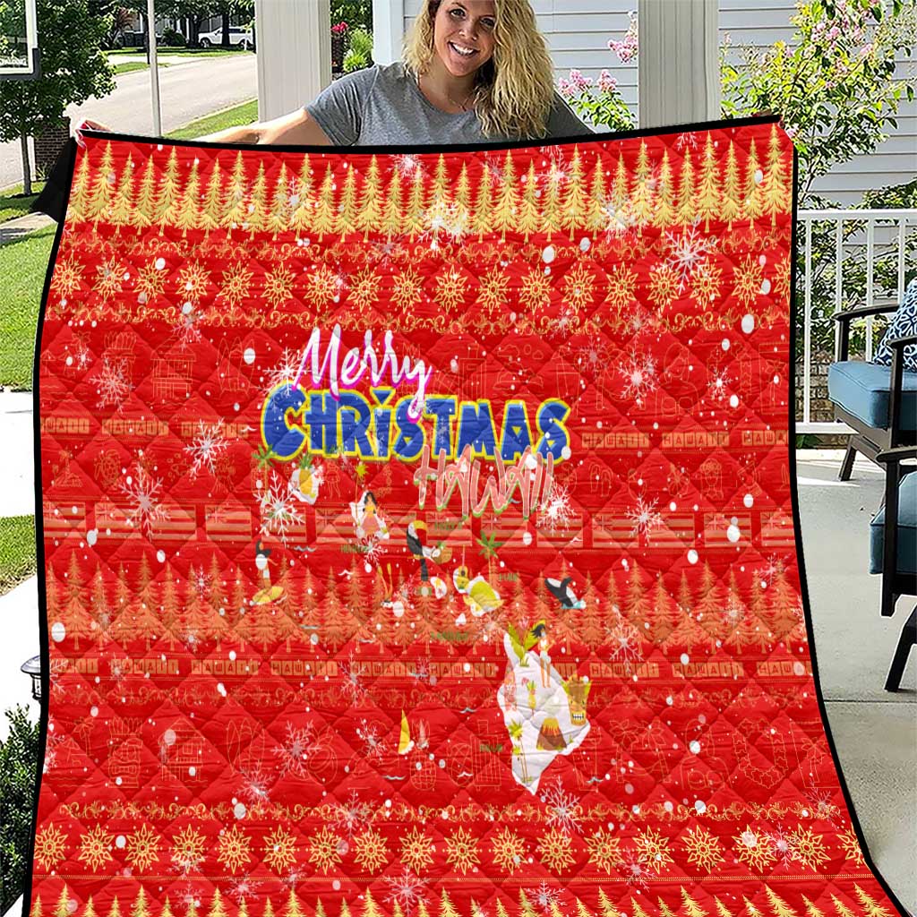 Merry Christmas Hawaii Quilt Xmas Travel Map - Polynesian Pride