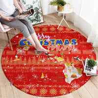 Merry Christmas Hawaii Round Carpet Xmas Travel Map - Polynesian Pride