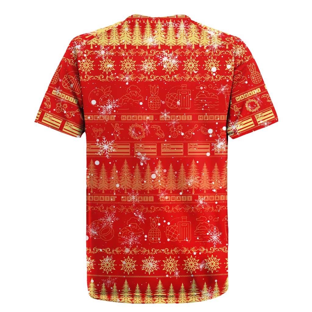 Merry Christmas Hawaii Rugby Jersey Xmas Travel Map - Polynesian Pride