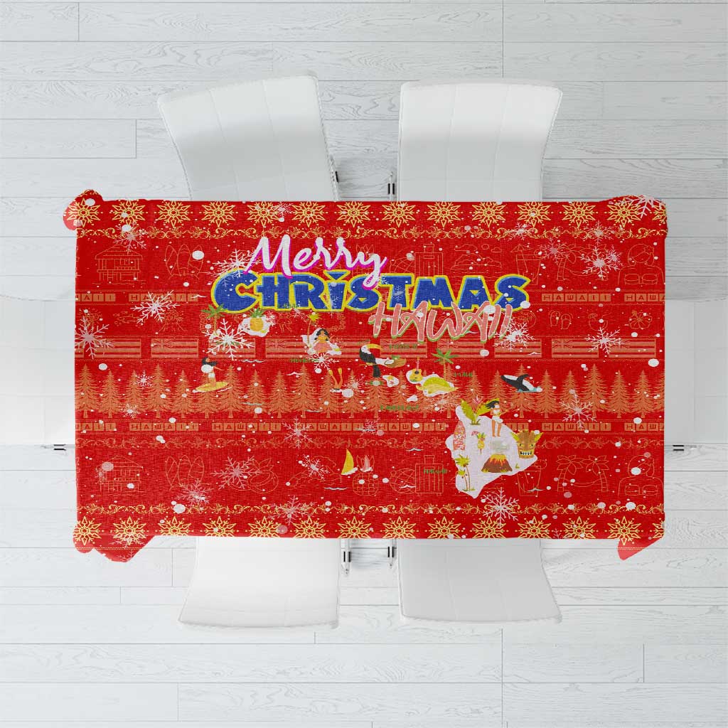 Merry Christmas Hawaii Tablecloth Xmas Travel Map - Polynesian Pride