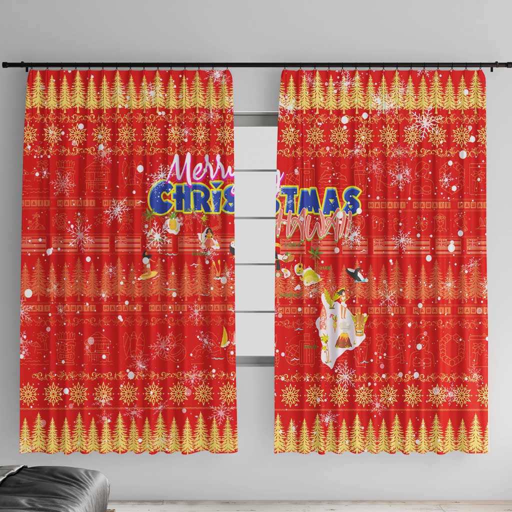Merry Christmas Hawaii Window Curtain Xmas Travel Map - Polynesian Pride