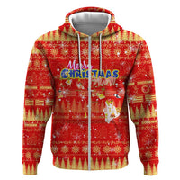 Merry Christmas Hawaii Zip Hoodie Xmas Travel Map - Polynesian Pride