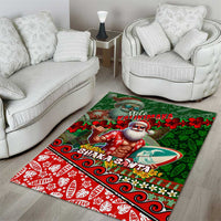 Mele Kalikimaka Shaka Santa Area Rug Hawaiian Surf Christmas Design with Aloha Spirit - Polynesian Pride