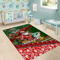 Mele Kalikimaka Shaka Santa Area Rug Hawaiian Surf Christmas Design with Aloha Spirit - Polynesian Pride