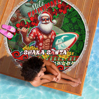 Mele Kalikimaka Shaka Santa Beach Blanket Hawaiian Surf Christmas Design with Aloha Spirit DT02 - Polynesian Pride