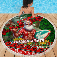 Mele Kalikimaka Shaka Santa Beach Blanket Hawaiian Surf Christmas Design with Aloha Spirit DT02 - Polynesian Pride