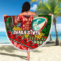 Mele Kalikimaka Shaka Santa Beach Blanket Hawaiian Surf Christmas Design with Aloha Spirit DT02 - Polynesian Pride