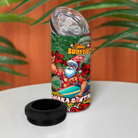Mele Kalikimaka Shaka Santa 4 in 1 Can Cooler Tumbler Hawaiian Surf Christmas Design with Aloha Spirit - Polynesian Pride