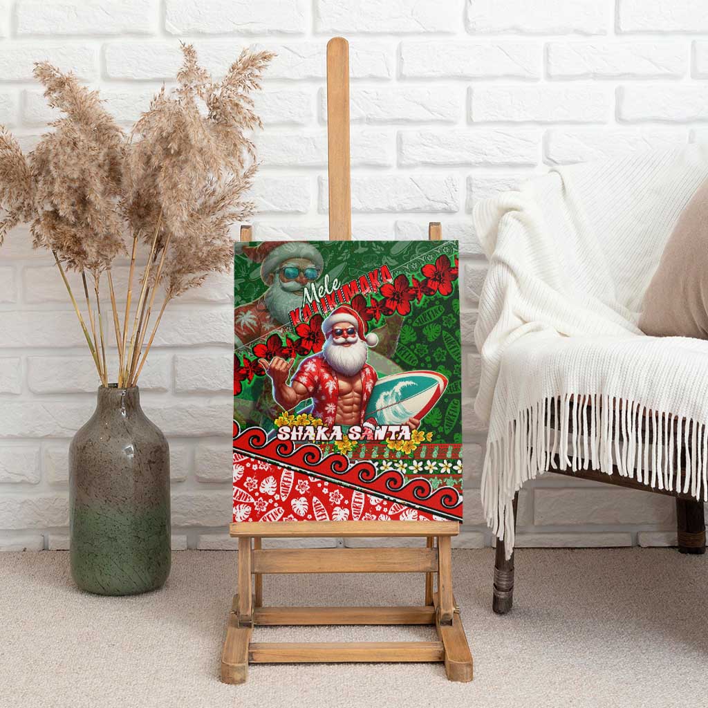 Mele Kalikimaka Shaka Santa Canvas Wall Art Hawaiian Surf Christmas Design with Aloha Spirit DT02 - Polynesian Pride