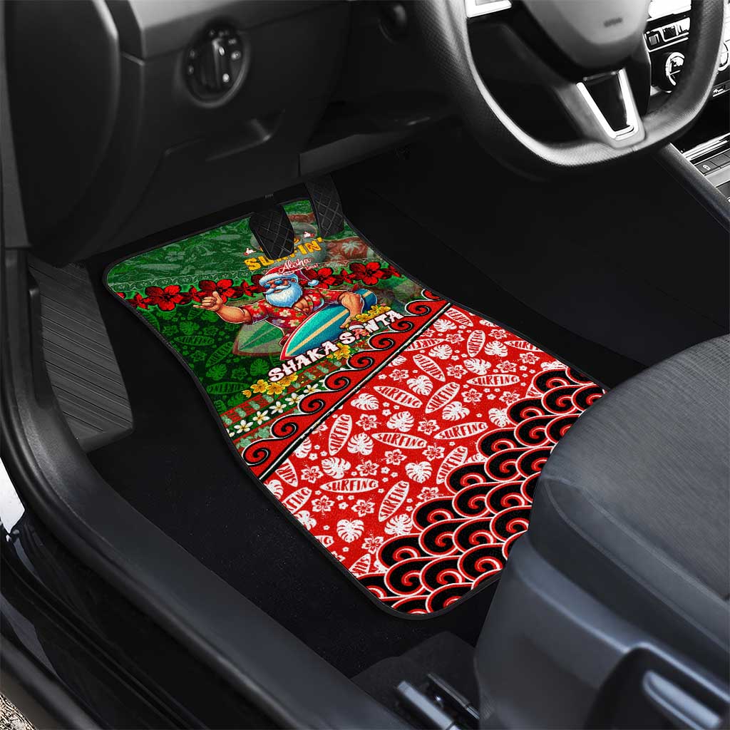 Mele Kalikimaka Shaka Santa Car Mats Hawaiian Surf Christmas Design with Aloha Spirit - Polynesian Pride