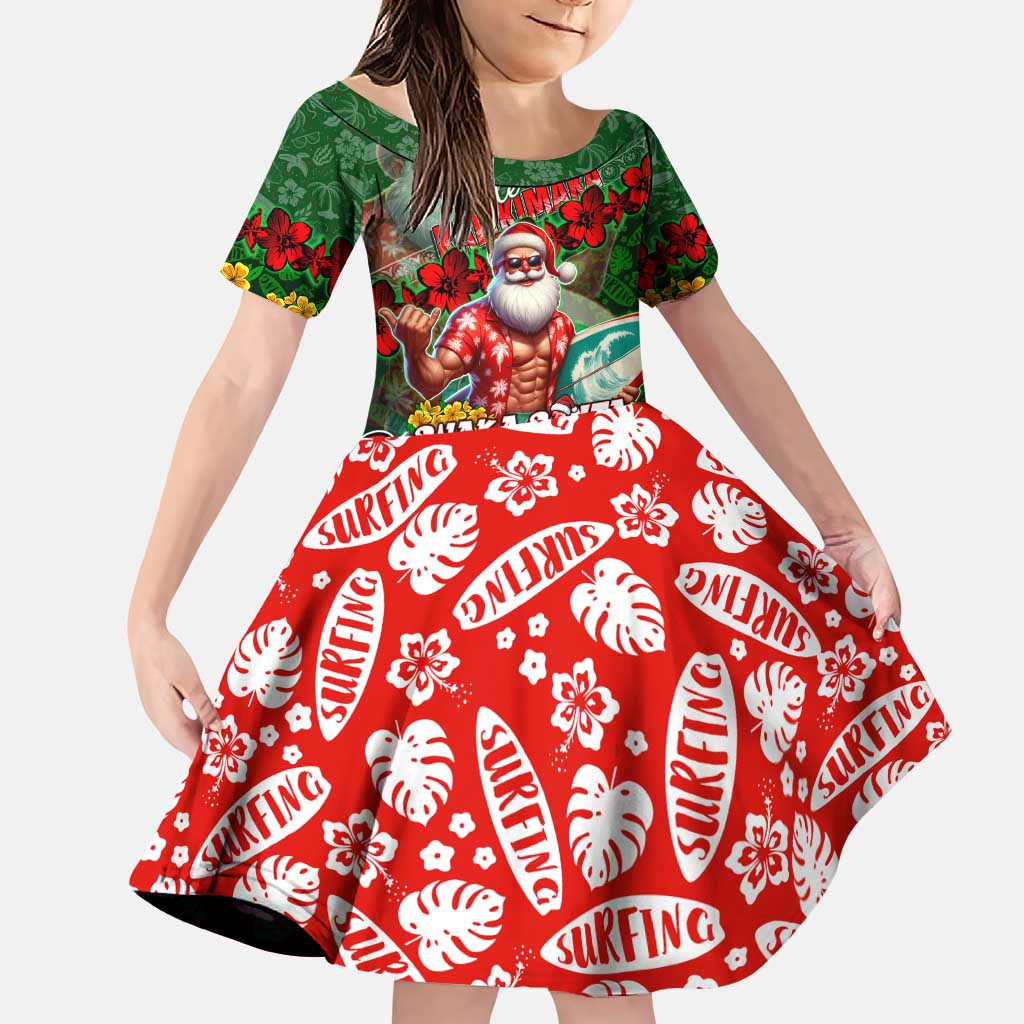Mele Kalikimaka Shaka Santa Family Matching Puletasi and Hawaiian Shirt Hawaiian Surf Christmas Design with Aloha Spirit - Polynesian Pride
