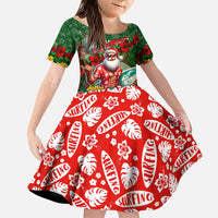 Mele Kalikimaka Shaka Santa Family Matching Puletasi and Hawaiian Shirt Hawaiian Surf Christmas Design with Aloha Spirit - Polynesian Pride