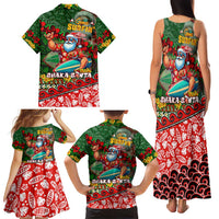 Mele Kalikimaka Shaka Santa Family Matching Tank Maxi Dress and Hawaiian Shirt Hawaiian Surf Christmas Design with Aloha Spirit - Polynesian Pride