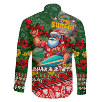 Mele Kalikimaka Shaka Santa Family Matching Tank Maxi Dress and Hawaiian Shirt Hawaiian Surf Christmas Design with Aloha Spirit - Polynesian Pride