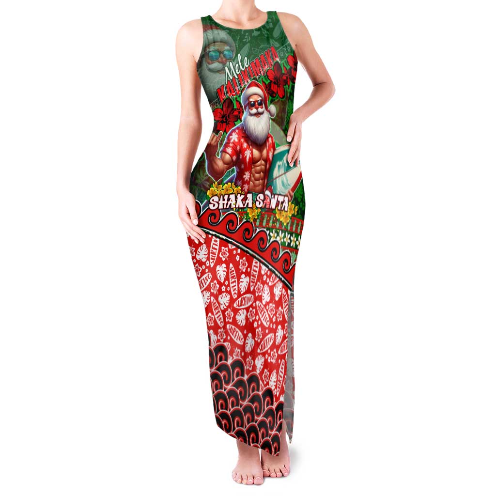 Mele Kalikimaka Shaka Santa Family Matching Tank Maxi Dress and Hawaiian Shirt Hawaiian Surf Christmas Design with Aloha Spirit - Polynesian Pride