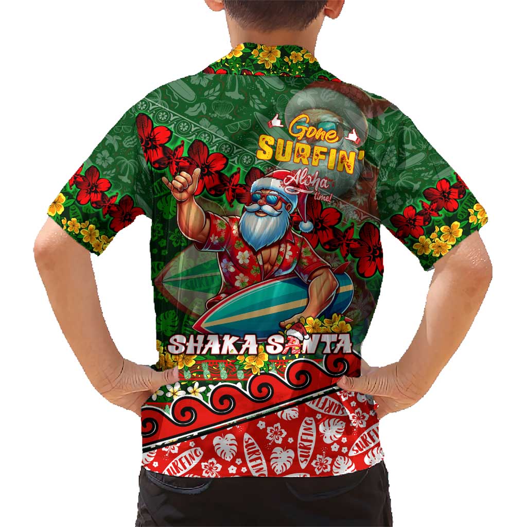 Mele Kalikimaka Shaka Santa Hawaiian Shirt Hawaiian Surf Christmas Design with Aloha Spirit - Polynesian Pride