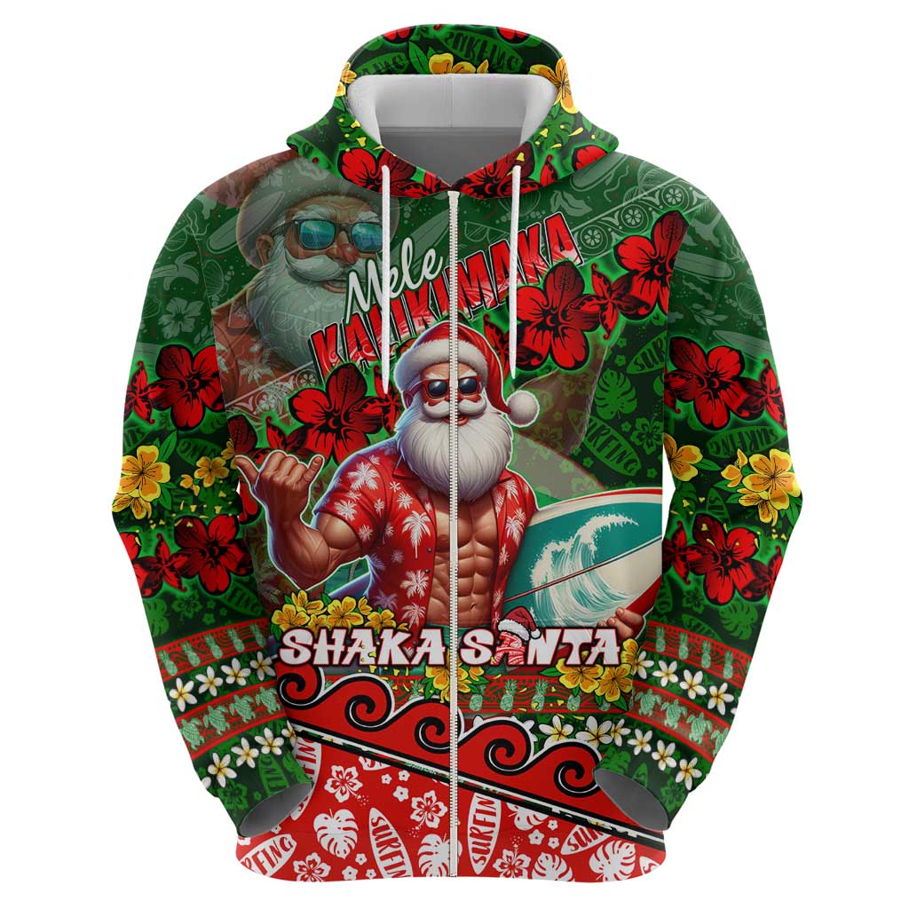 Mele Kalikimaka Shaka Santa Hoodie Hawaiian Surf Christmas Design with Aloha Spirit - Polynesian Pride